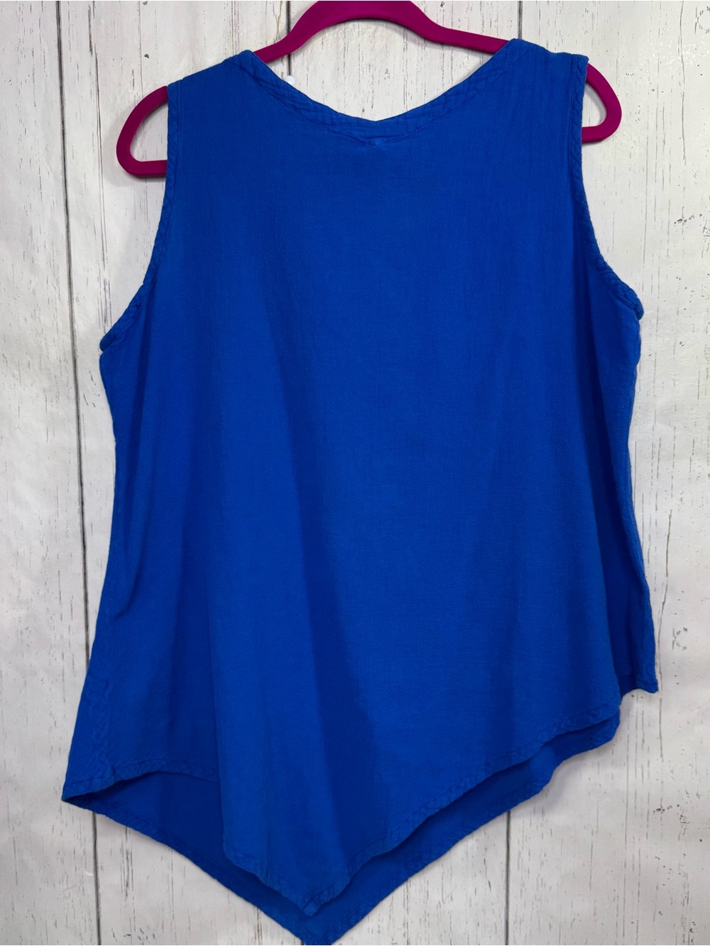 Oh My Gauze Blue 100% Cotton Asymmetrical Tank Top Size L Lagenlook Boho Coastal - Picture 9 of 11